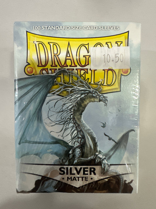 Silver 100 Ct Matte Standard Size Sleeves Dragon Shield