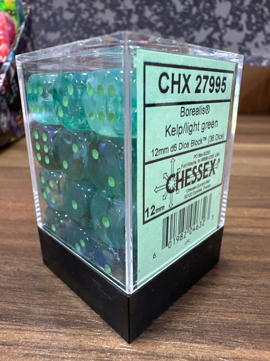 Borealis Kelp / Light Green 12mm D6 (36 Dice)