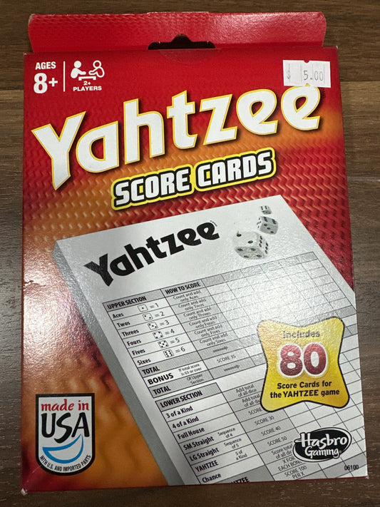 Yahtzee Score Cards