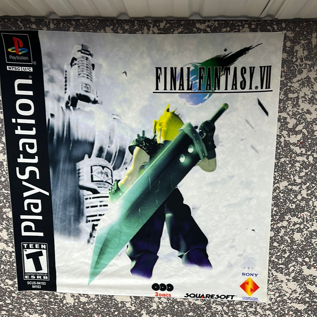 Final Fantasy 7 3'x3' Playstation 1 Box Art Tapestry
