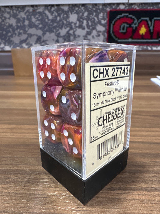 Festive Symphony W/ White 16mm D6 (12 Dice)