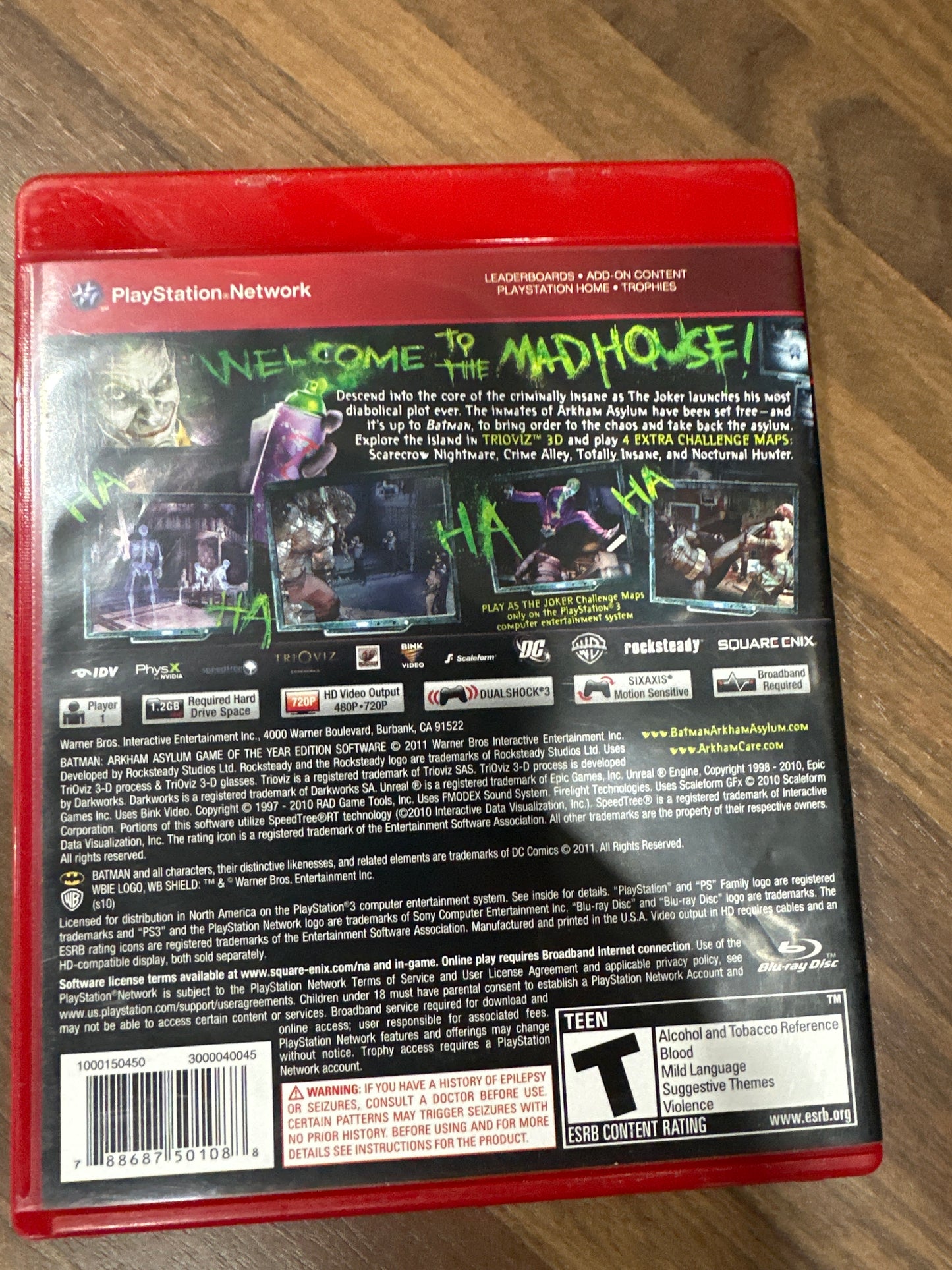 Batman Arkham Asylum game on the Year Edition