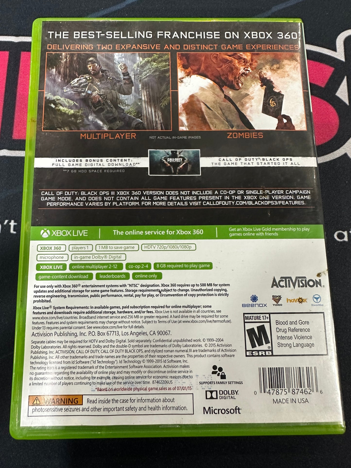 Call of Duty Black Ops III Multiplayer and Zombies ONLY Xbox 360