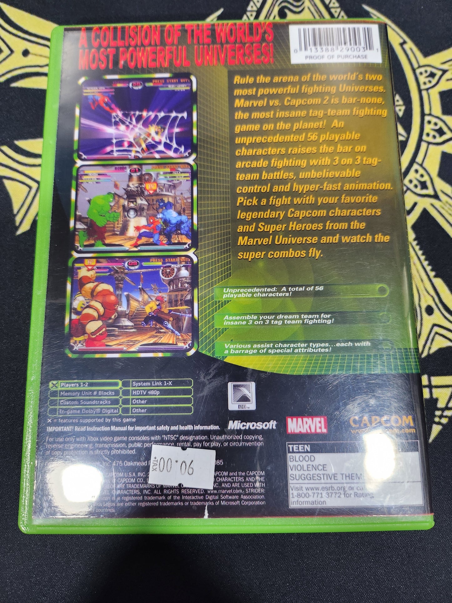 Marvel vs Capcom 2 xbox (reproduction box art, authentic disk, no manual)