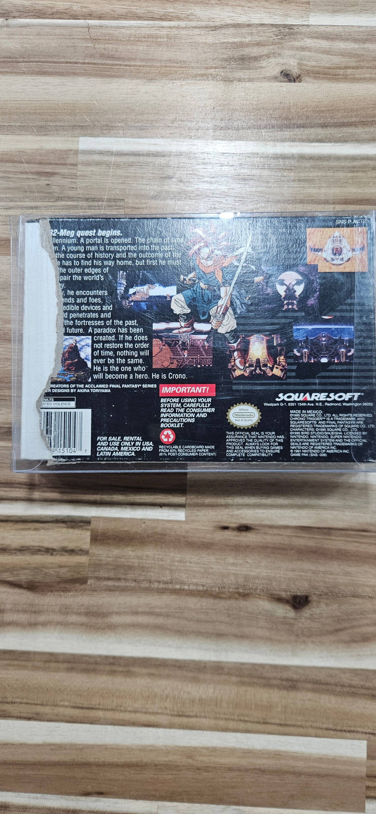 Chrono Trigger CIB Cosmetic Flaws